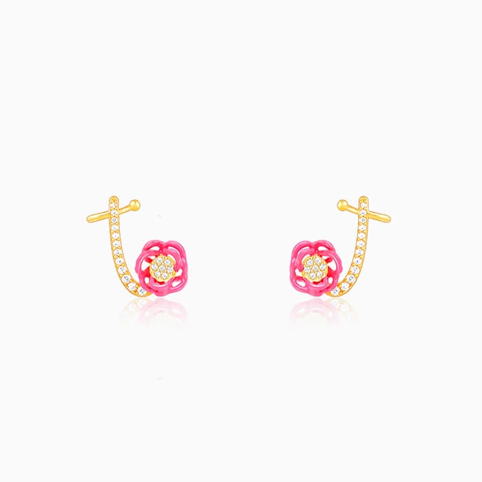 Golden Pink Brahma Kamal Convertible Cuff Earrings