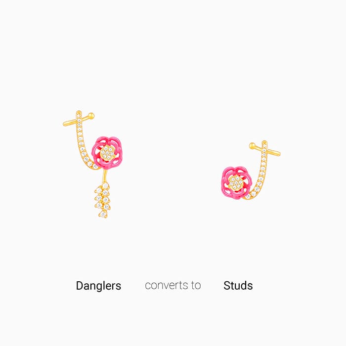 Buy Golden Pink Brahma Kamal Convertible Cuff Earrings Online