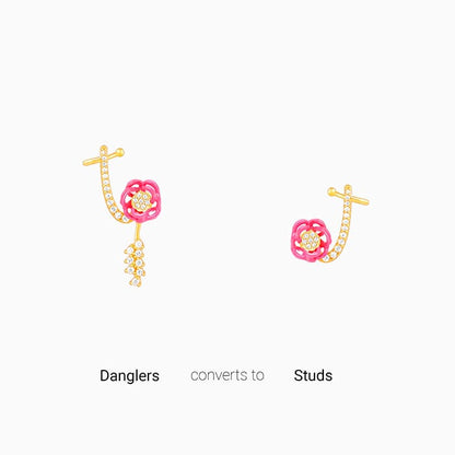 Buy Golden Pink Brahma Kamal Convertible Cuff Earrings Online