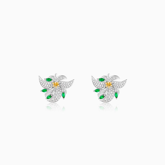 Silver Tranquil Trillium Studs