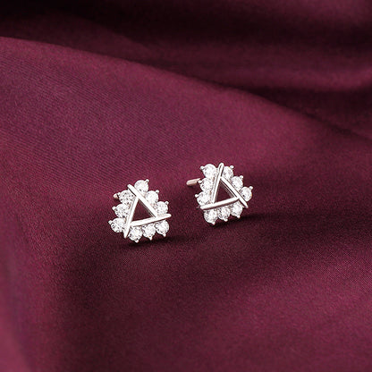 Silver Sparkly Triangle Earrings