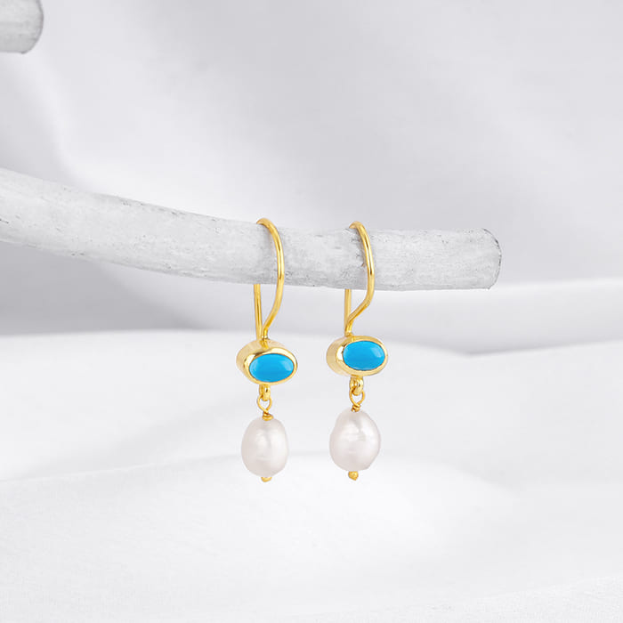 Golden Aquapearl Earrings