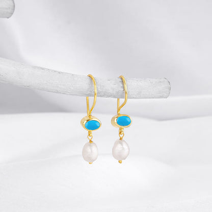 Golden Aquapearl Earrings