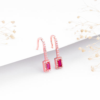 Rose Gold Fuchsia Earrings