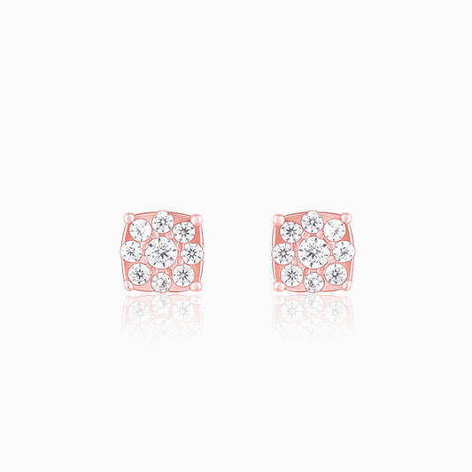 Rose Gold Square Zircon Earrings