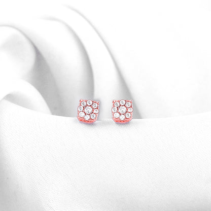 Rose Gold Square Zircon Earrings