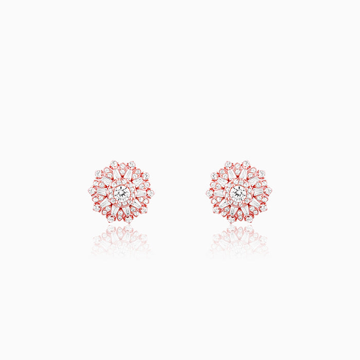 Rose Gold Floral Work Earrings