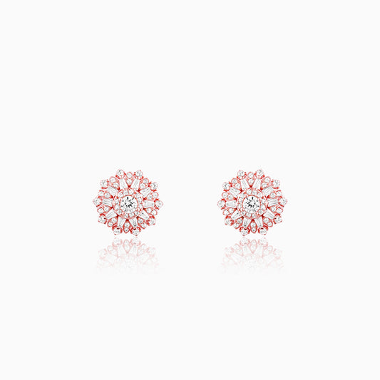 Rose Gold Floral Work Earrings