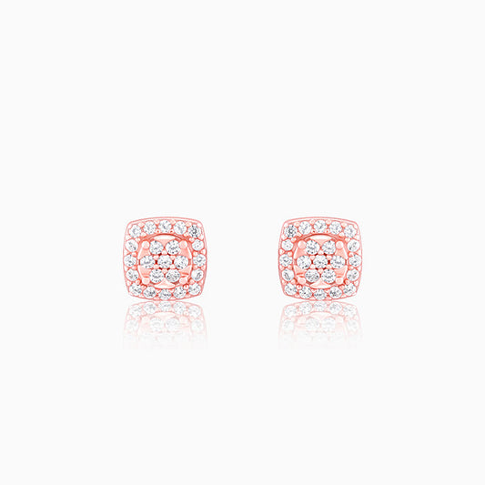 Rose Gold Zirconia Square Earrings