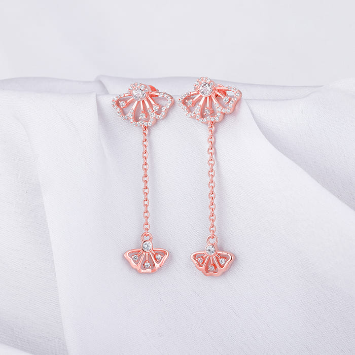 Rose Gold Brilliant Eyebright Dangler Earrings