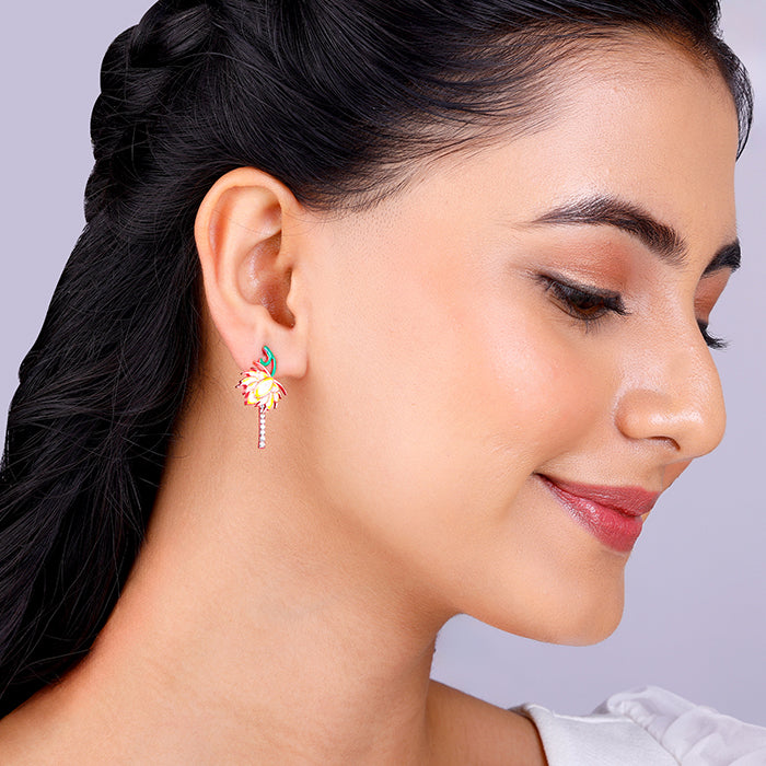 Rose Gold Brilliant Brahma Kamal Convertible Earrings