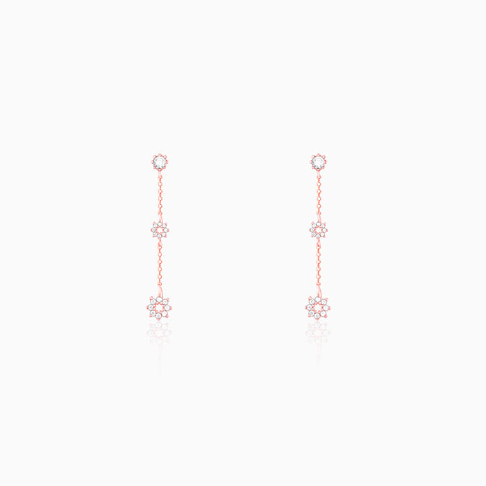 Rose Gold Flower Charm Earrings