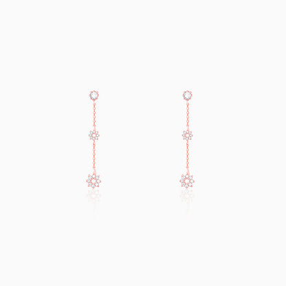 Rose Gold Flower Charm Earrings