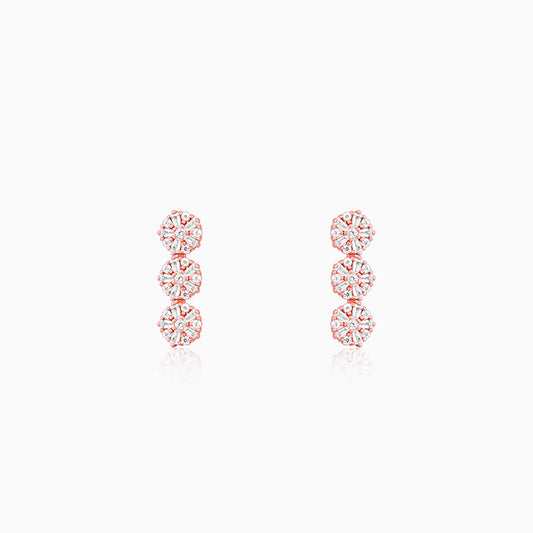 Rose Gold Studded Flower Earrings