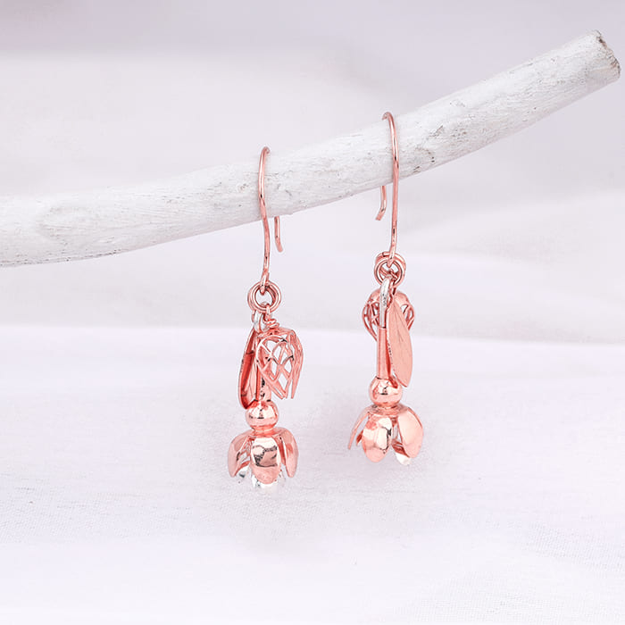 Rose Gold Blooming Brahma Earrings