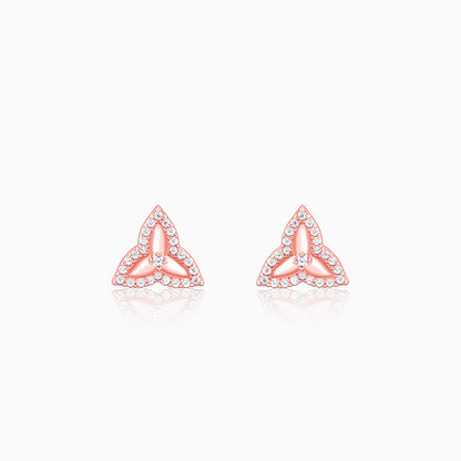 Rose Gold Trillium Trifecta Earrings