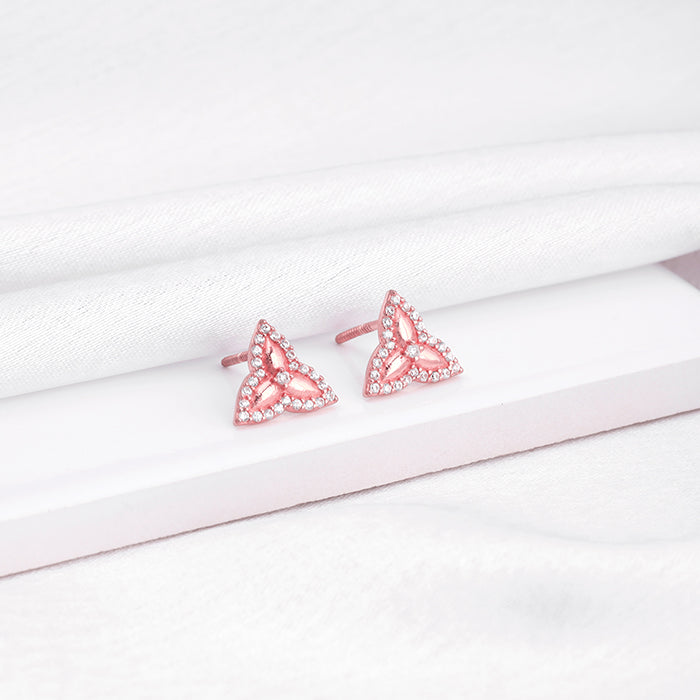 Rose Gold Trillium Trifecta Earrings