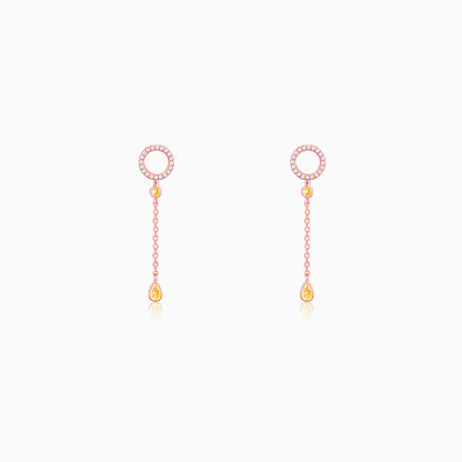 Rose Gold Swinging Bird Earrings