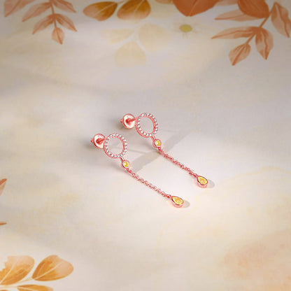 Rose Gold Swinging Bird Earrings