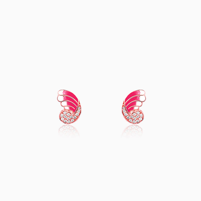 Rose Gold Curled Wing Earrings