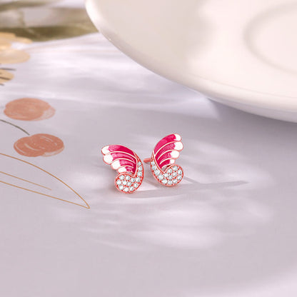 Rose Gold Curled Wing Earrings