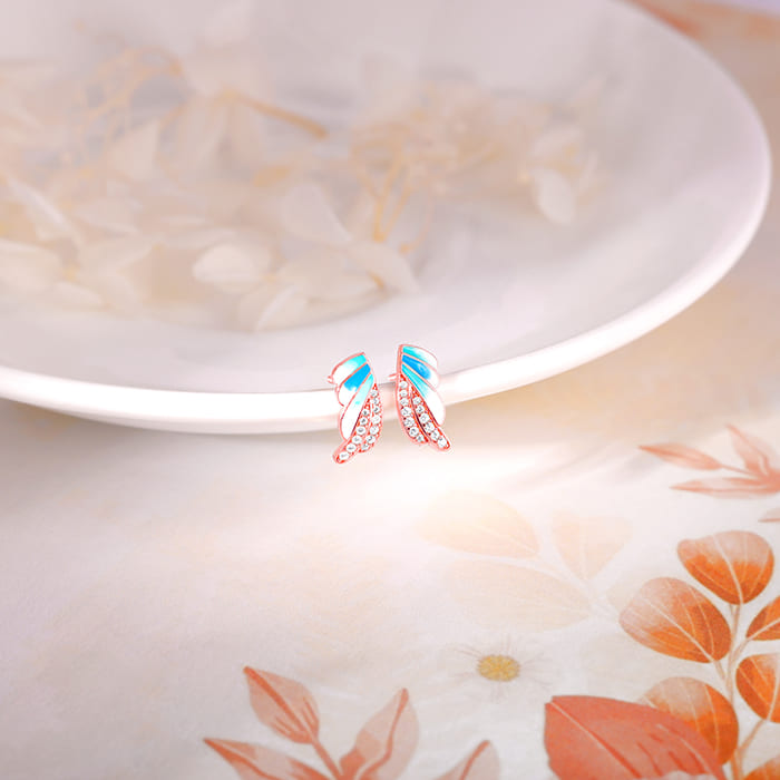 Rose Gold Wing Flap Earrings