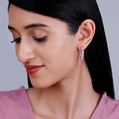 Silver Pink Pride Hoop Earrings