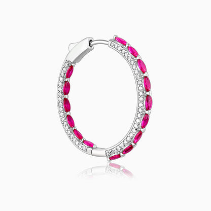 Silver Pink Pride Hoop Earrings