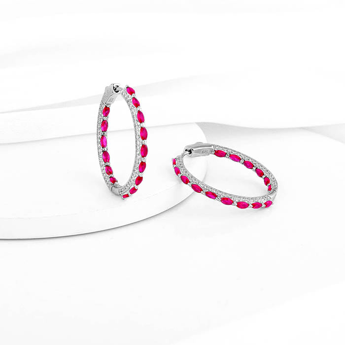 Silver Pink Pride Hoop Earrings