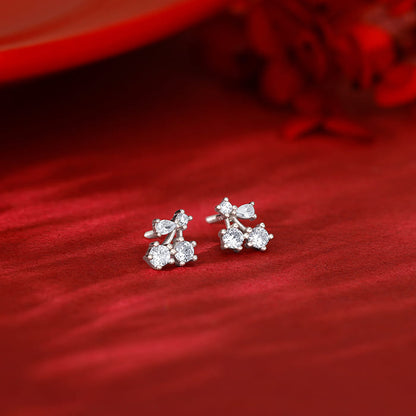 Silver Sparkling Floral Studs