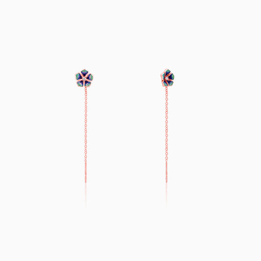 Rose Gold Blue Bell Mallow Earrings