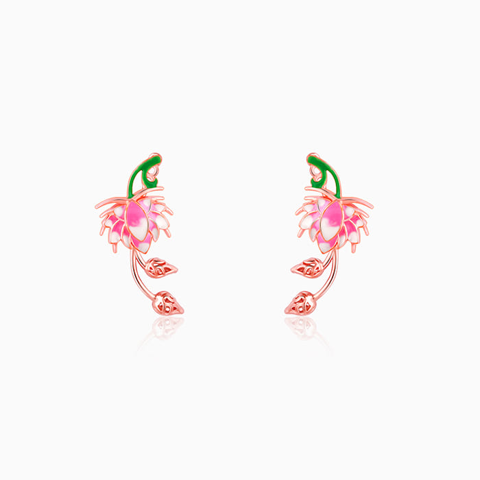 Rose Gold Bewitching Brahma Kamal Convertible Earrings