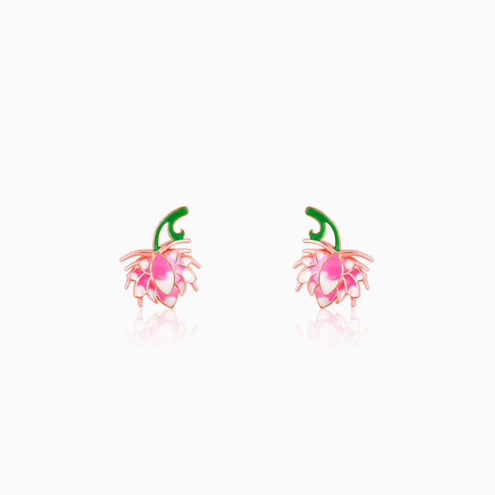 Rose Gold Bewitching Brahma Kamal Convertible Earrings