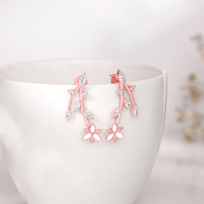 Rose Gold Trillium Treasures Earrings