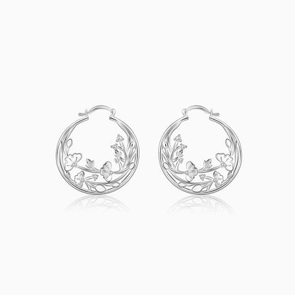 Silver Eyebright Hoop Earrings