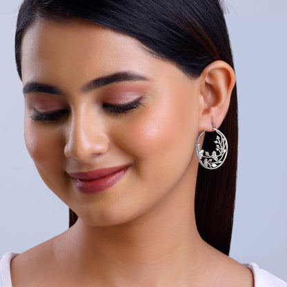 Silver Eyebright Hoop Earrings