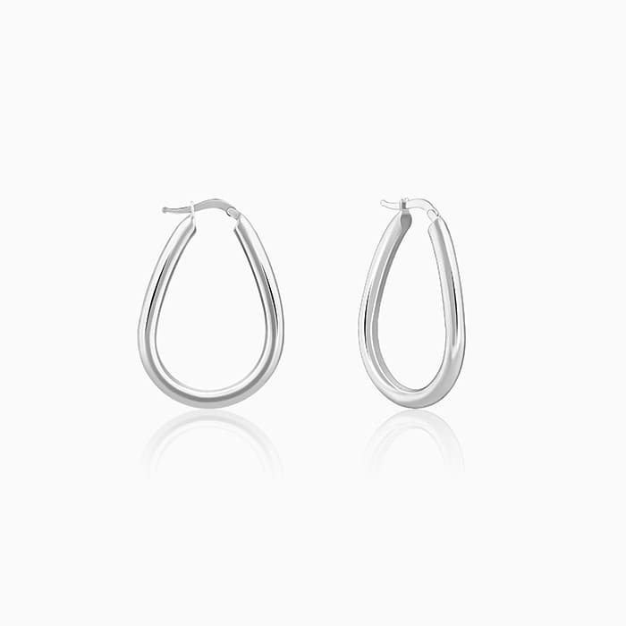 Silver Tapered Hoop Earrings