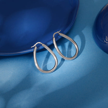 Silver Tapered Hoop Earrings