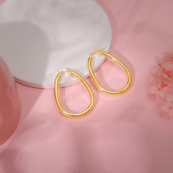 Golden Tapered Hoop Earrings