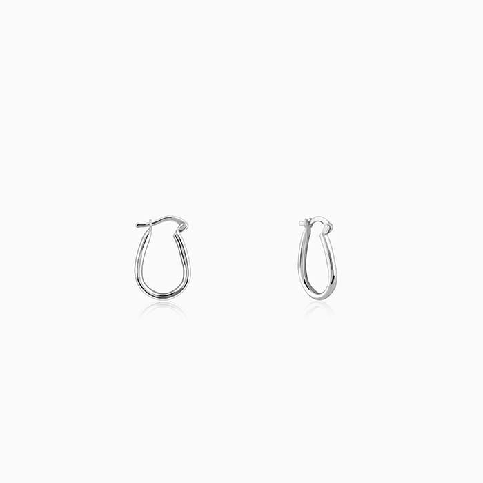 Silver Classic Flagon Hoop Earrings