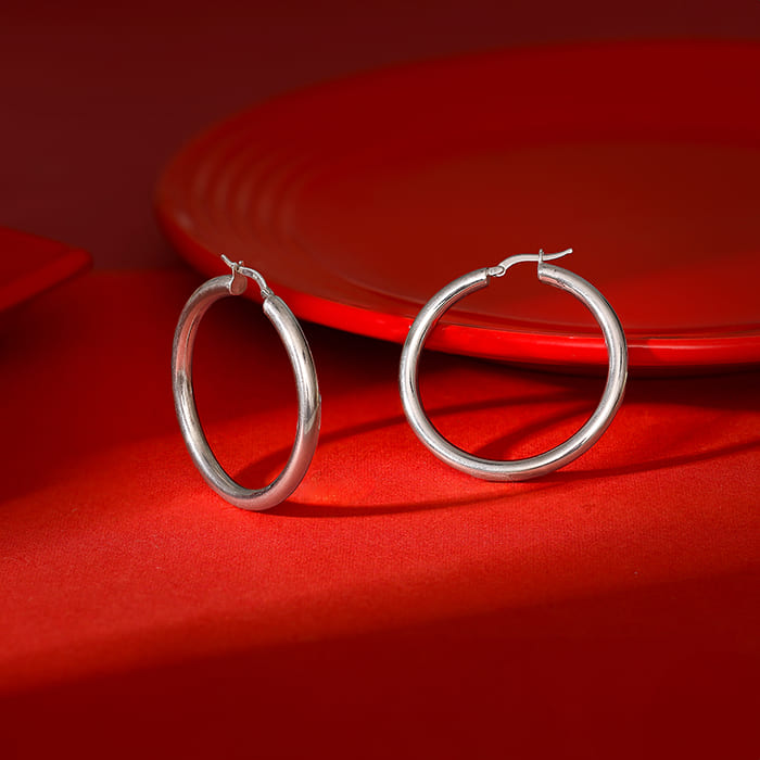 Silver Round Hoop Earring