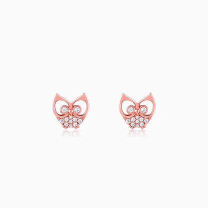 Rose Gold Zirconia Owl Earrings