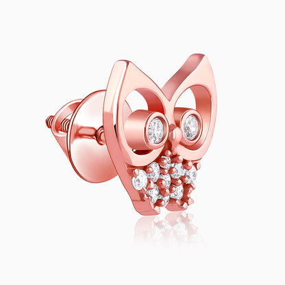 Rose Gold Zirconia Owl Earrings