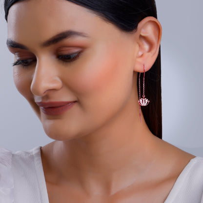 Rose Gold Lotus Sui Dhaga Earrings