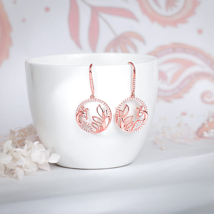 Rose Gold Mayura Hoop Earrings