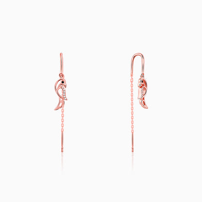 Rose Gold Cute Parrot Sui Dhaga Earrings