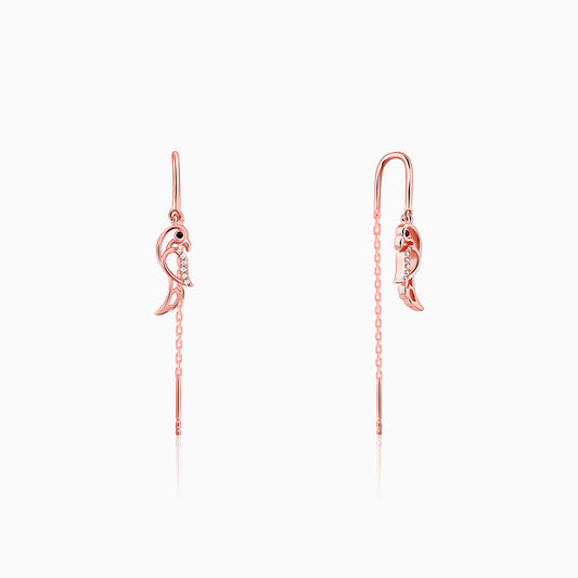 Rose Gold Cute Parrot Sui Dhaga Earrings