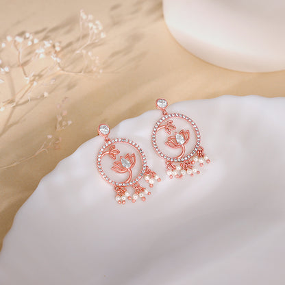 Rose Gold Blooming Lotus Earrings