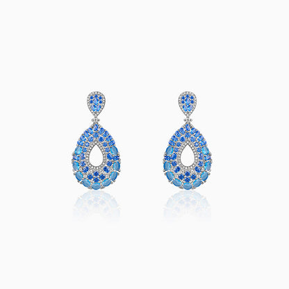 Silver Blue Pear Earrings