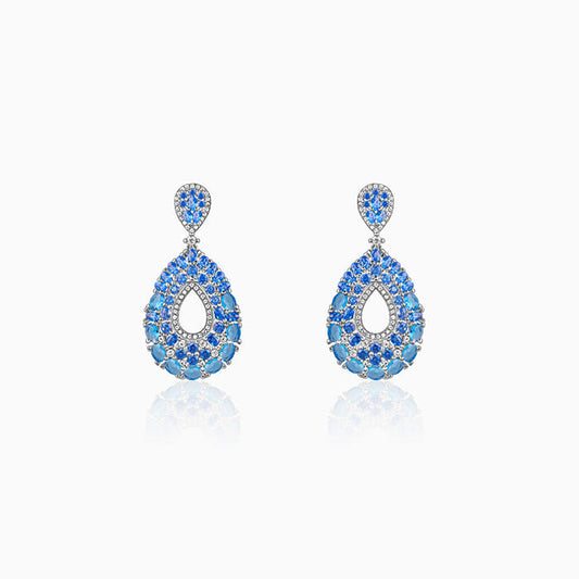 Silver Blue Pear Earrings